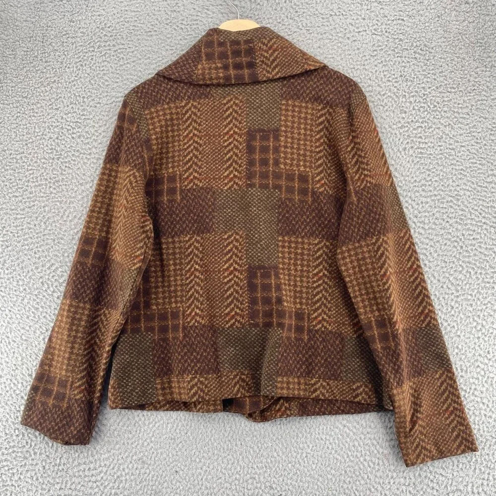 Lauren Ralph Lauren Jacket Womens Large Brown Mix Pattern Shawl Lapel Coatigan - Picture 3 of 9